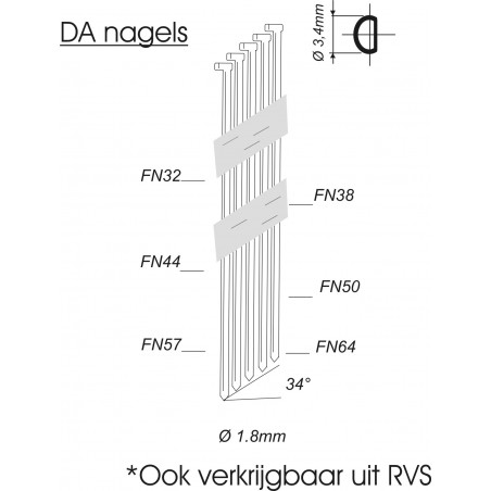 FN-brads (DA) 32mm gegalvaniseerd (FN32) 4.000st.